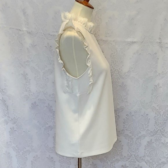 Ann Taylor Cream Lace Sleeveless Top S - Picture 2 of 12